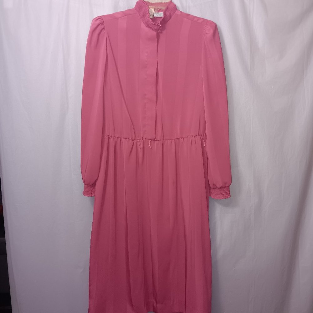 LADY CAROL PETITES STRIPE LONG SLEEVE DRESS